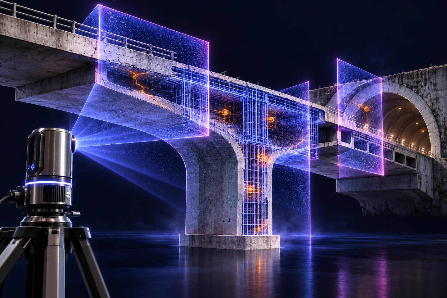 Conceptual LiDAR inspection in Quantonova brand blue and violet